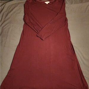 Elegant Maroon Long Sleeve Dress